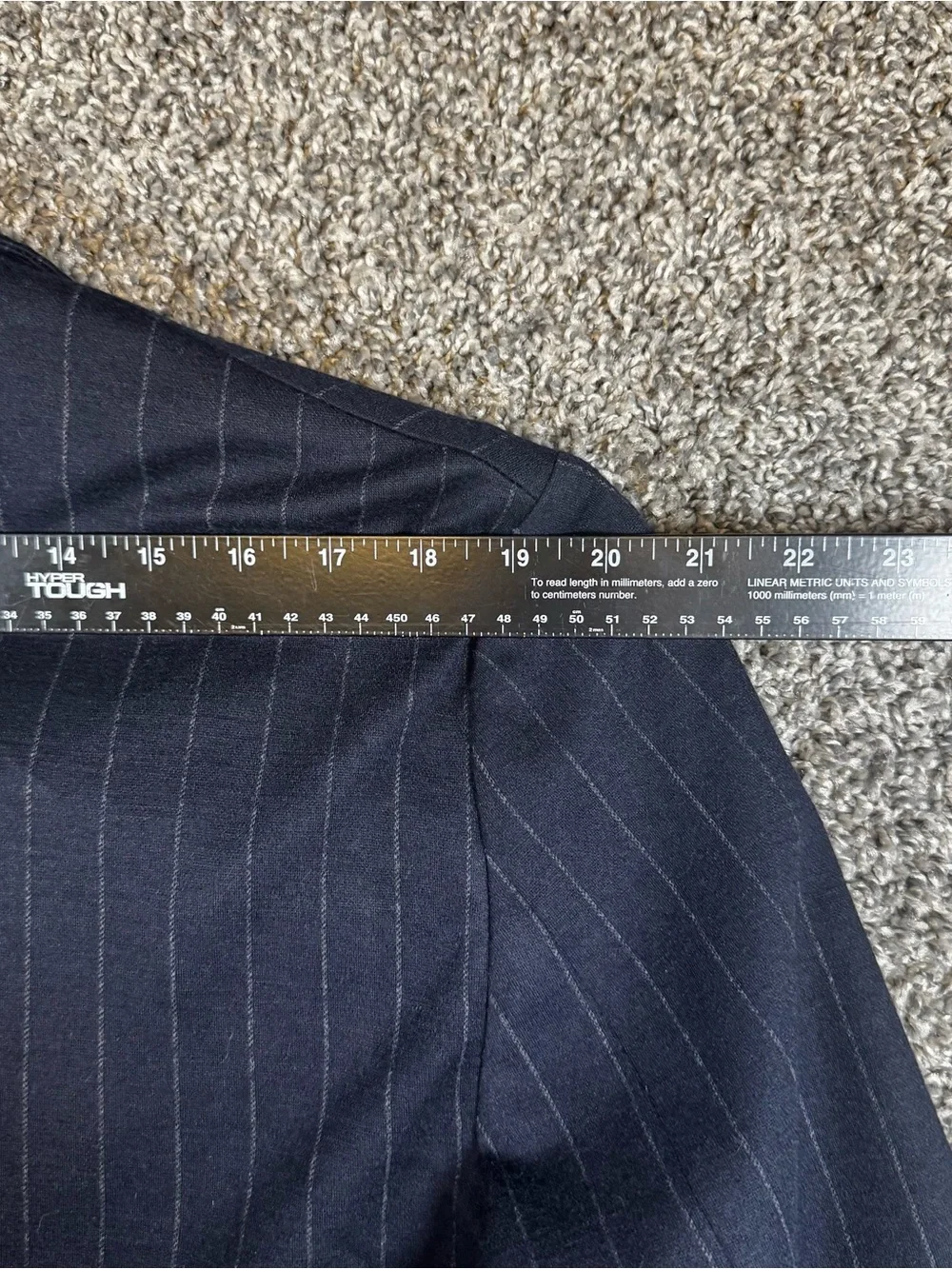 Hagen Carmel Men’s 44 Navy Chalkstripe Double Breasted Sport Coat Blazer Italian